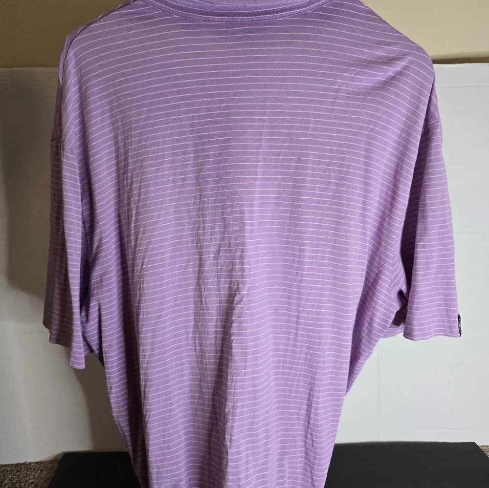 POLO RALPH LAUREN GOLF SHIRT XL LAVENDER WHITE STRIPED LISLE STRETCH COTTON MENS - Picture 5 of 6